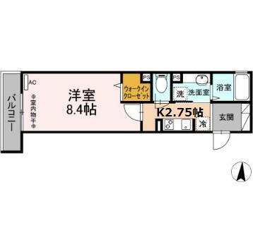 グラッサム大和(1K/3階)の間取り写真