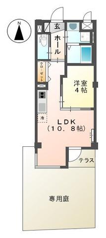 ユニヴァリィ麻生(1LDK/1階)の間取り写真