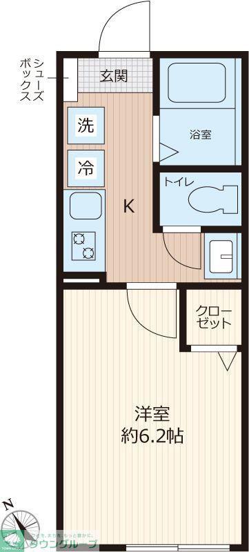 パークライフ松戸(1K/1階)の間取り写真