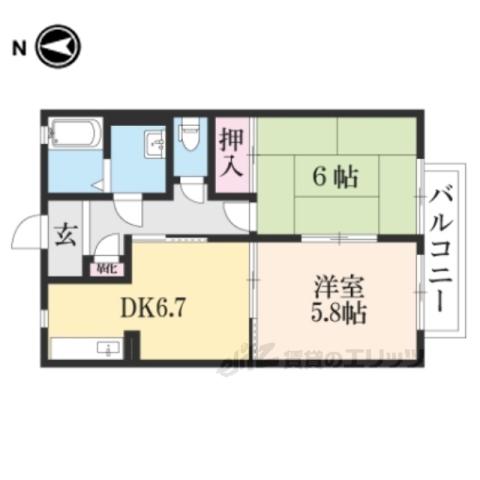 ファミールプラザ5エルスール(2DK/2階)の間取り写真