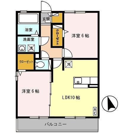 パークレジェンダAB(2LDK/2階)の間取り写真