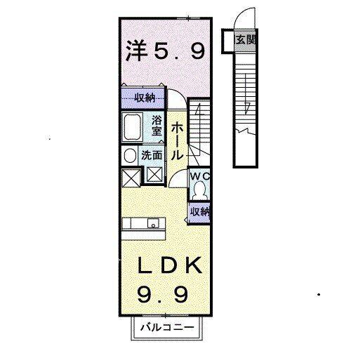 モンブランB(1LDK/2階)の間取り写真