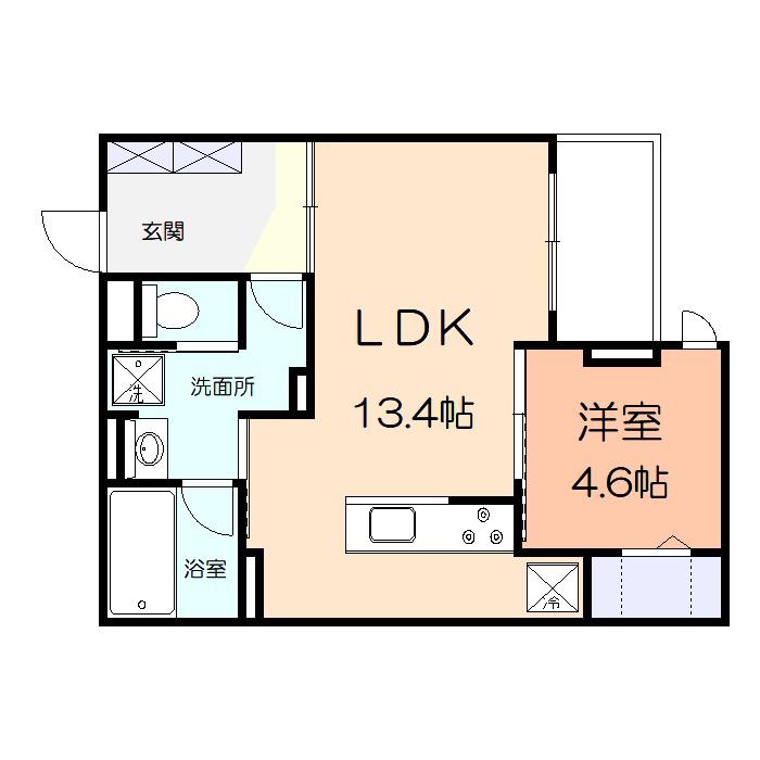 モンブルーカルム(1LDK/1階)の間取り写真