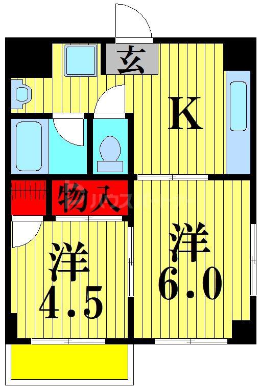 ラポール亀有(2DK/2階)の間取り写真