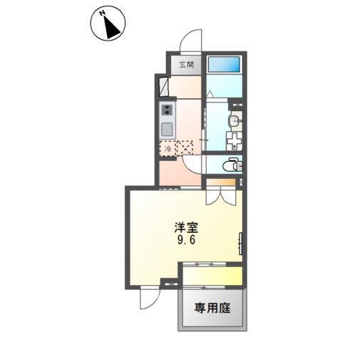 エコハウス栄華(1K/1階)の間取り写真
