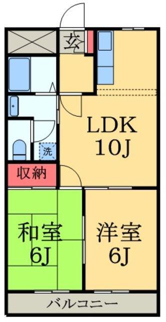 ユーカリハイツ(2LDK/2階)の間取り写真