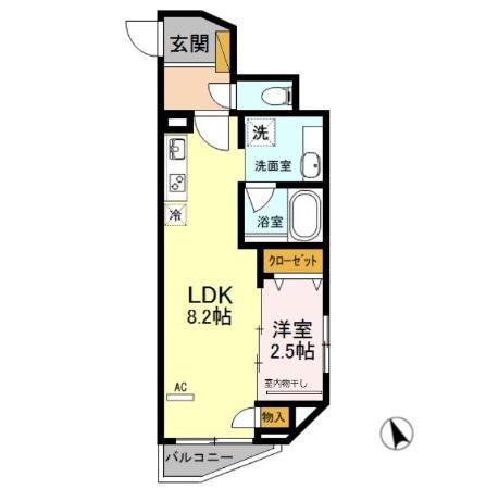 セントオハナ立川(1LDK/2階)の間取り写真