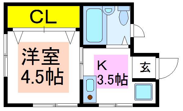 タカタハイツ(1K/1階)の間取り写真