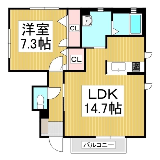 ヴィラ・上池田B(1LDK/1階)の間取り写真