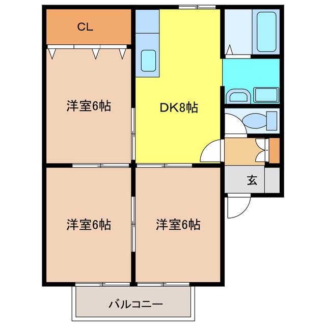 ハイツ花菱II(3DK/1階)の間取り写真