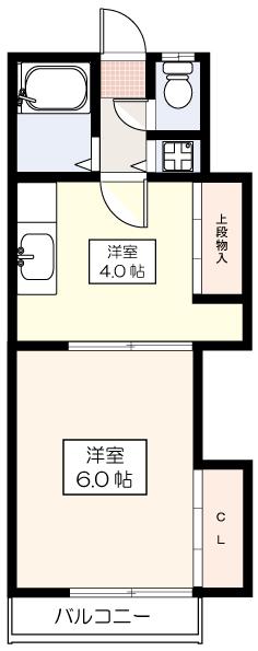 第二よしの荘(1K/2階)の間取り写真
