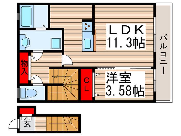 アイリス東所沢(1LDK/2階)の間取り写真