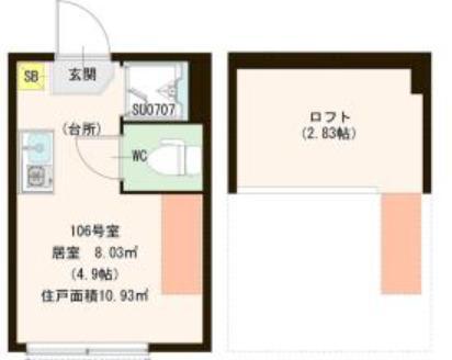 ハーモニーテラス西尾久II(ワンルーム/1階)の間取り写真