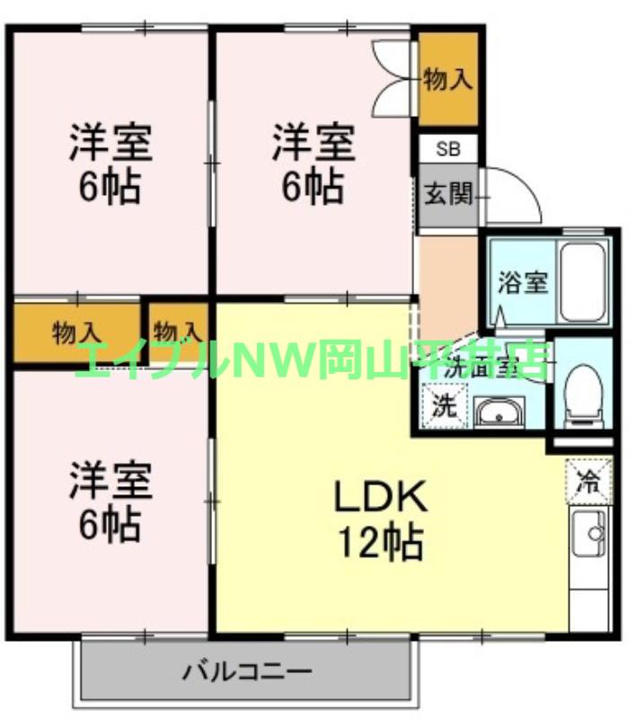 第2エントピア富田(3LDK/2階)の間取り写真
