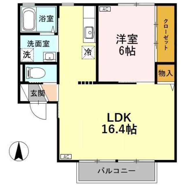 セジュールジェントリーB(1LDK/2階)の間取り写真