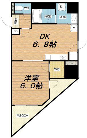 アプライズ西長堀(1DK/9階)の間取り写真