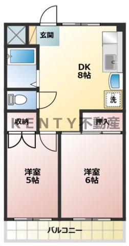 ハイツ高千穂(2DK/4階)の間取り写真