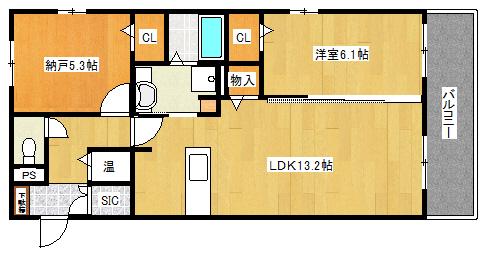 パインフローリッシュ長居東(1SLDK/2階)の間取り写真