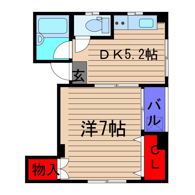 カタオカビル(1DK/3階)の間取り写真