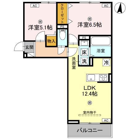D-REGALO日光S(2LDK/1階)の間取り写真