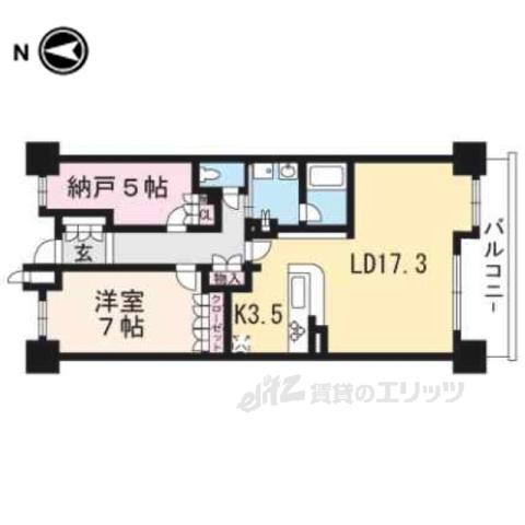 ザ・京都レジデンス四条河原町(2LDK/4階)の間取り写真