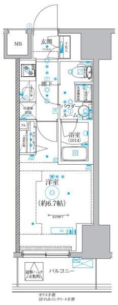 クオリタス品川南(1K/10階)の間取り写真