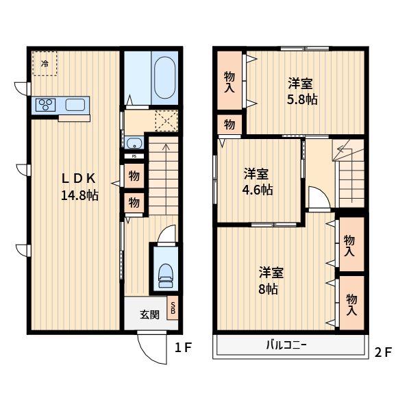 マイオール(3LDK/1階)の間取り写真