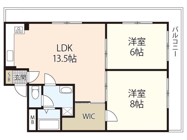 寿々ビル(2LDK/7階)の間取り写真