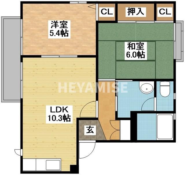 バリュージュ河島A棟(2LDK/2階)の間取り写真