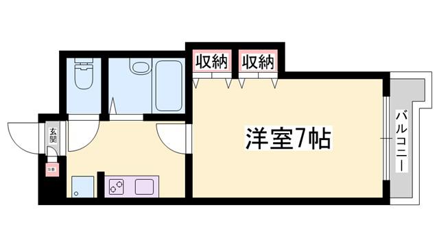 ジュネス保城(1K/5階)の間取り写真