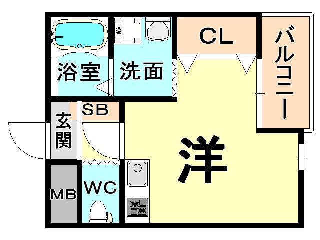 ルポ栗山(ワンルーム/2階)の間取り写真