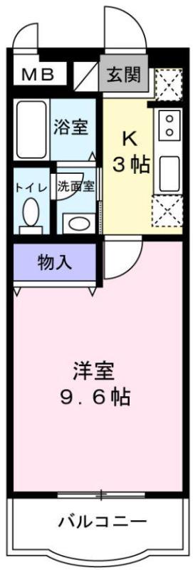 グリーンマンション雅A(1K/3階)の間取り写真