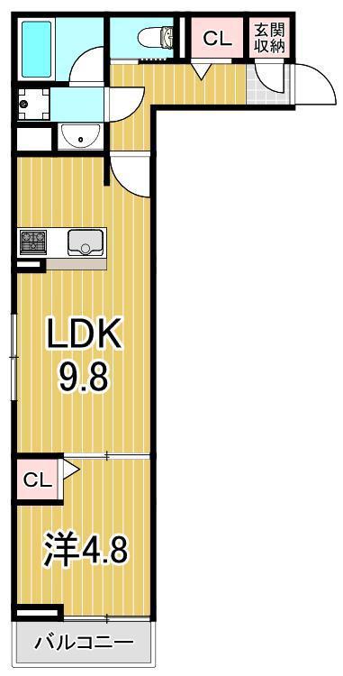 セレスティア東保木間II(1LDK/2階)の間取り写真