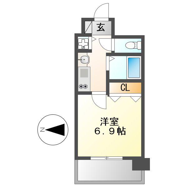 プレサンス泉セントマーク(1K/2階)の間取り写真