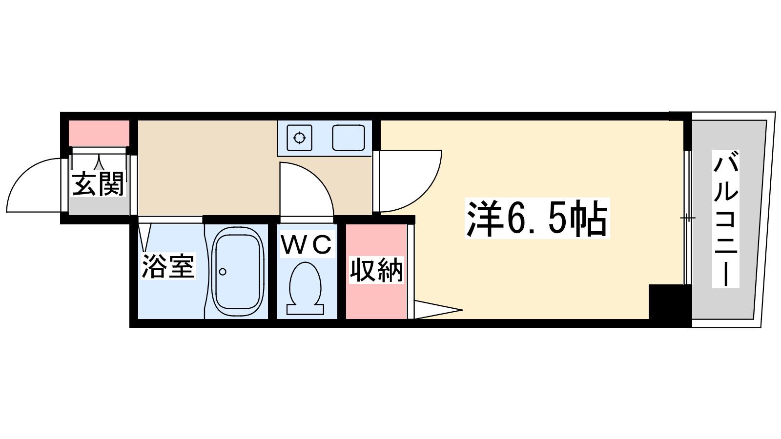 中之島アンフィニ(1K/6階)の間取り写真