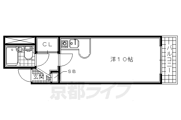 ジョイフル宇治(ワンルーム/3階)の間取り写真
