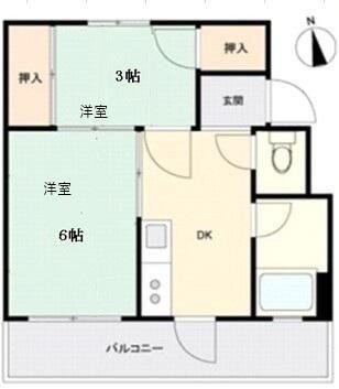 サンリバーマンション(2DK/3階)の間取り写真