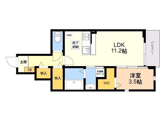 シャロームセブン平尾(1LDK/1階)の間取り写真