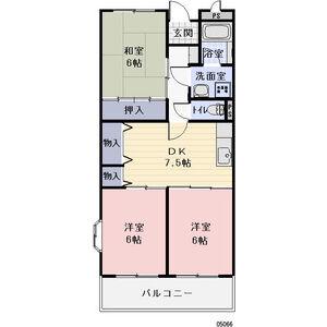 オーガイトKITAOKA A(3DK/2階)の間取り写真