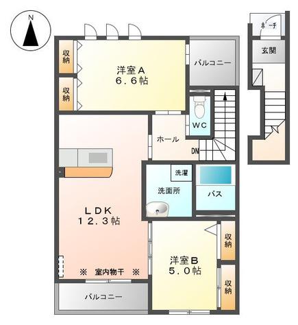 プチボヌール 2LDK(2LDK/2階)の間取り写真