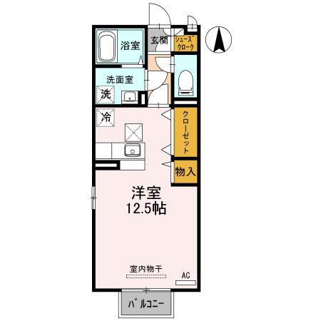 ＪＲ高崎線 深谷駅 徒歩6分 2階建 築18年(ワンルーム/1階)の間取り写真