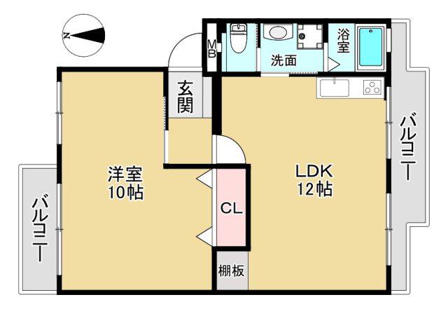 アイマンション(1LDK/3階)の間取り写真