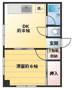 タキーハイツ(1DK/2階)の間取り写真