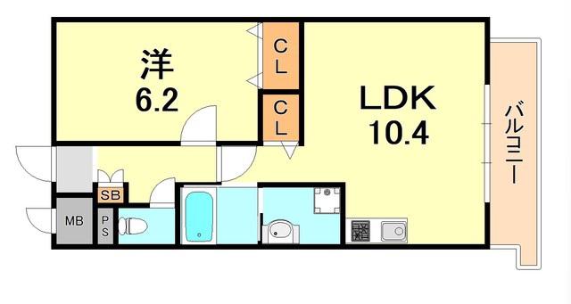 シエルオカモト(1LDK/4階)の間取り写真