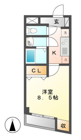 アビターレ豊前(1K/2階)の間取り写真