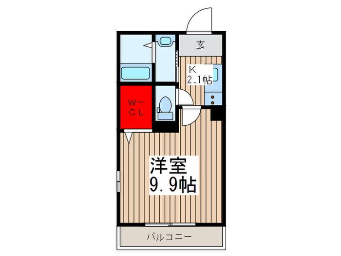 クレア栄町(1K/2階)の間取り写真
