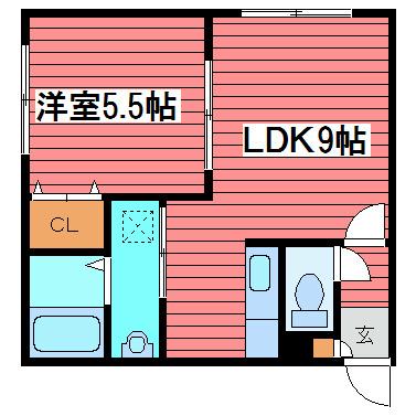ボヌール月寒(1LDK/4階)の間取り写真