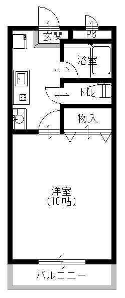 ピュアグレースマンションII(1K/4階)の間取り写真