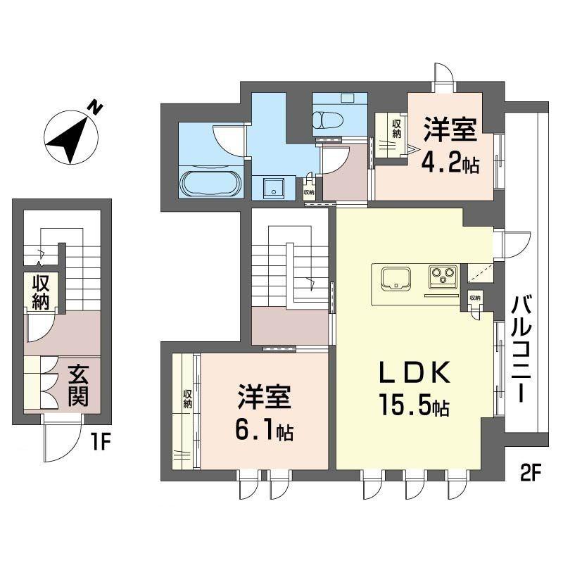 ウィステリア田園調布(2LDK/2階)の間取り写真