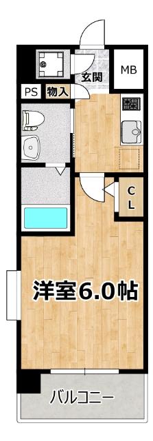 エスリード新北野(1K/8階)の間取り写真